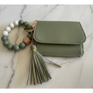 Wristlet Bangle Wallet Sage Green Vegan Leather NWOT